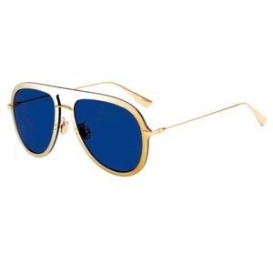 DIOR Mirrored Frame Gold & Navy Sunglasses